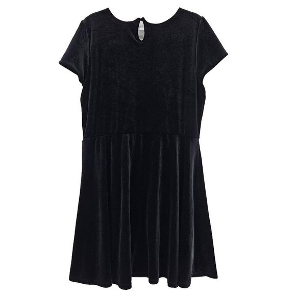 Hot Topic Black & White Collar Velvet Mini Dress Women's Size XXL Fit & Flare - Picture 5 of 11